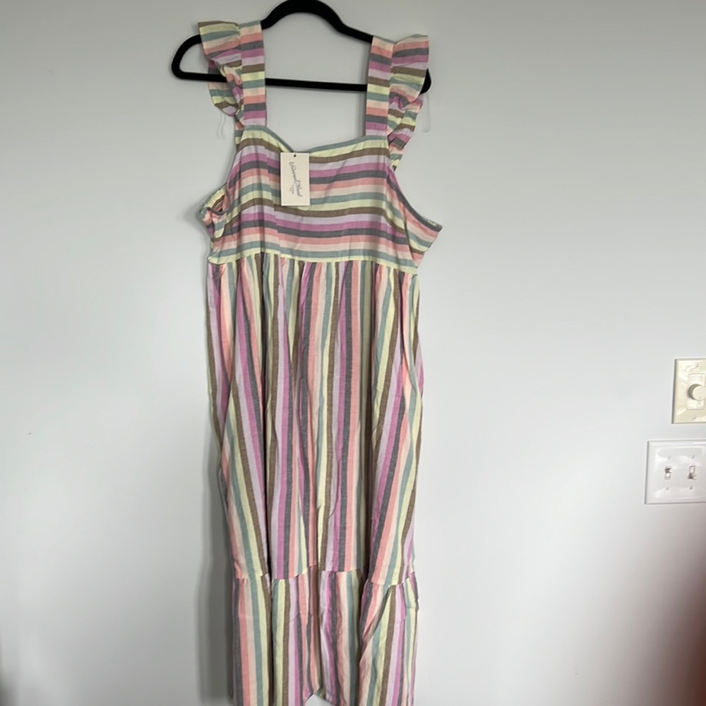 Universal thread stripe sundress. NWT. Xxl. Ruffle straps. Flowy and flattering